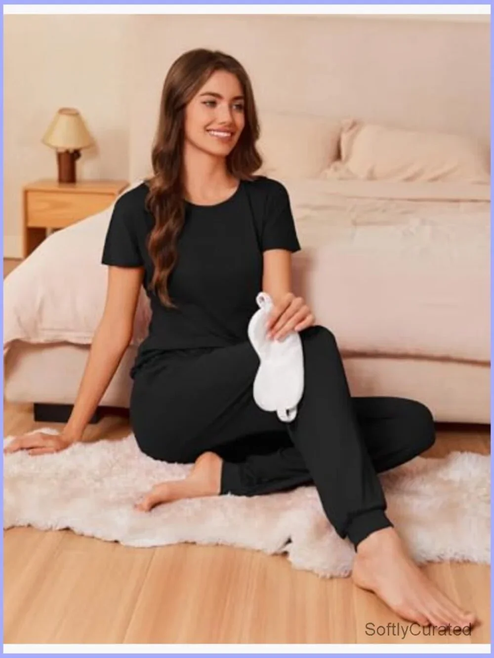 Women's Pajama Set Short Sleeve Jogger Lounge Set 2 Piece with Pockets